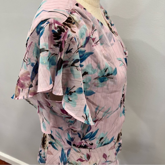 Nanette Nanette Lepore Floral Button Down Peplum Top In Sugar Purple Color- NWT - Picture 7 of 11